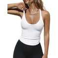 thumbnail image 1 of DYMADE Womens Summer V-Neck Sleeveless Solid Spliced Slim Sexy Racerback Camisole Tank Tops, 1 of 4