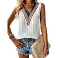 thumbnail image 1 of DYMADE Womens Summer V-Neck Sleeveless Wide Strap Lace Stichting Camisole Tank Tops, 1 of 4