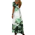 thumbnail image 1 of DYMADE Womens Summer Vocation Short Sleeve V-Neck Floral Printing Loose Fit Maxi Dress Plus Size S-5XL, 1 of 2