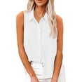 thumbnail image 1 of DYMADE Womens Summer Workwear Turn-down Collar Sleeveless Single Breasted Basic Blouse, 1 of 5