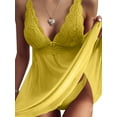 thumbnail image 1 of DYMADE Womens Valentine's Day Lingerie Deep V-Neck Lace Stitching Sexy Sheer Babydoll Nightdress, 1 of 3