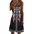 thumbnail image 1 of DYMADE Womens Vocation Summer Sleeveless V-Neck Ethnic Print Adjustable Strap Slip Dress, 1 of 4