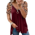 thumbnail image 1 of DYMADE Womens Zipper V Neck Cold Shoulder Printed Tunic Top Blouses, 1 of 4