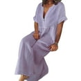 thumbnail image 1 of DYMADE Woven Sheer Basic A-Line Short Sleeve Midi Women Shirt Dress, 1 of 8