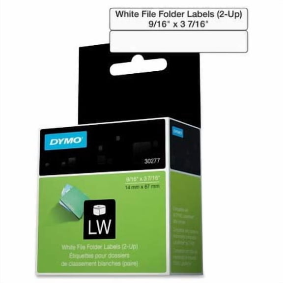 DYMO 30277 LabelWriter 2-Up File Folder Labels, 9/16 x 3 7/16, White, 260 Labels/Roll