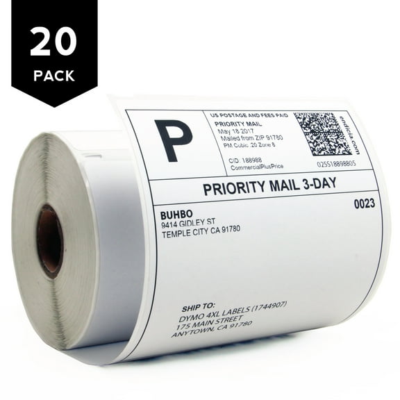 DYMO 4XL Compatible 4" x 6" Shipping Label 1744907,White (20 Pack / 220 Labels per Roll)