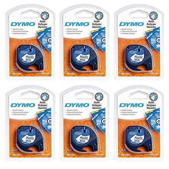 DYMO 91331 LT Plastic Tape Cassette for LetraTag Label Makers (6) Pack