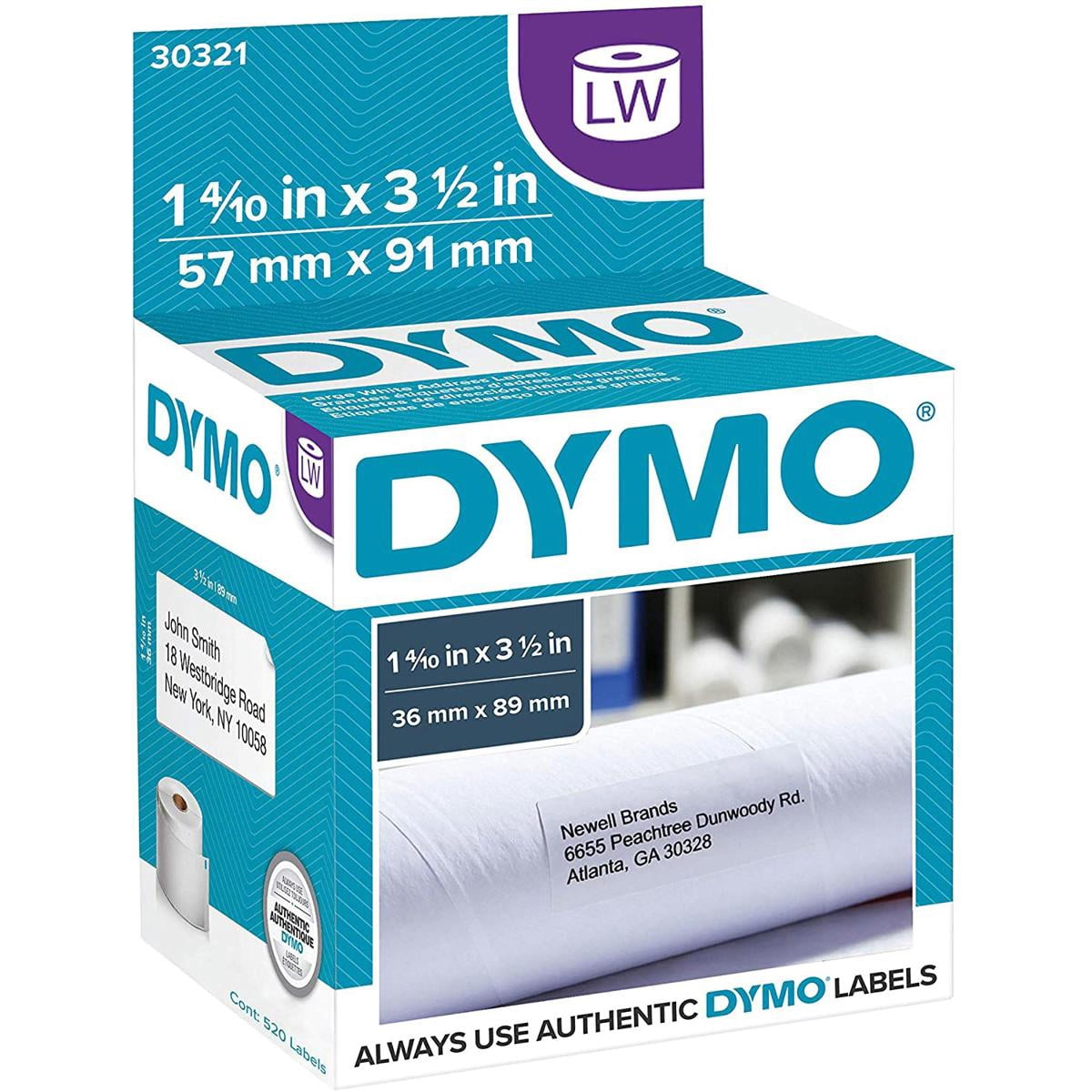 DYMO Authentic LW Large Mailing Address Labels, DYMO Labels for LabelWriter Label Printers, 1-4/10" x 3-1/2", 2 Rolls of 260 (520 Total)