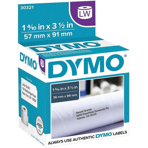 DYMO Authentic LW Large Mailing Address Labels, DYMO Labels for LabelWriter Label Printers, 1-4/10" x 3-1/2", 2 Rolls of 260 (520 Total)