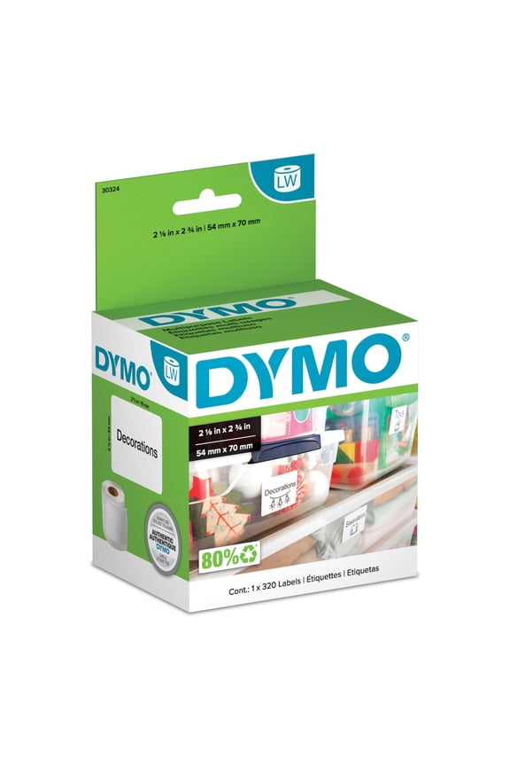 Authentic LW Large Multi-Purpose Labels, DYMO Labels for LabelWriter Label Printers, 2-1/8" x 2-3/4", 1 Roll of 320