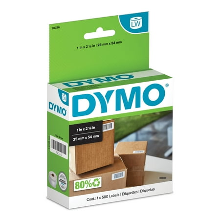DYMO Authentic LW Multi-Purpose Labels for LabelWriter Printers, White, 1" x 2-1/8", 1 Roll of 500