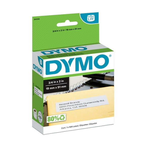 DYMO LabelWriter Return Address Labels, 3/4 x 2, White, 500 Labels/Roll