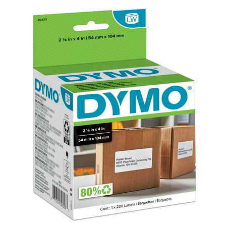 DYMO Authentic LW Shipping Labels for LabelWriter Printers, White, 2-1/8" x 4", 1 Roll of 220