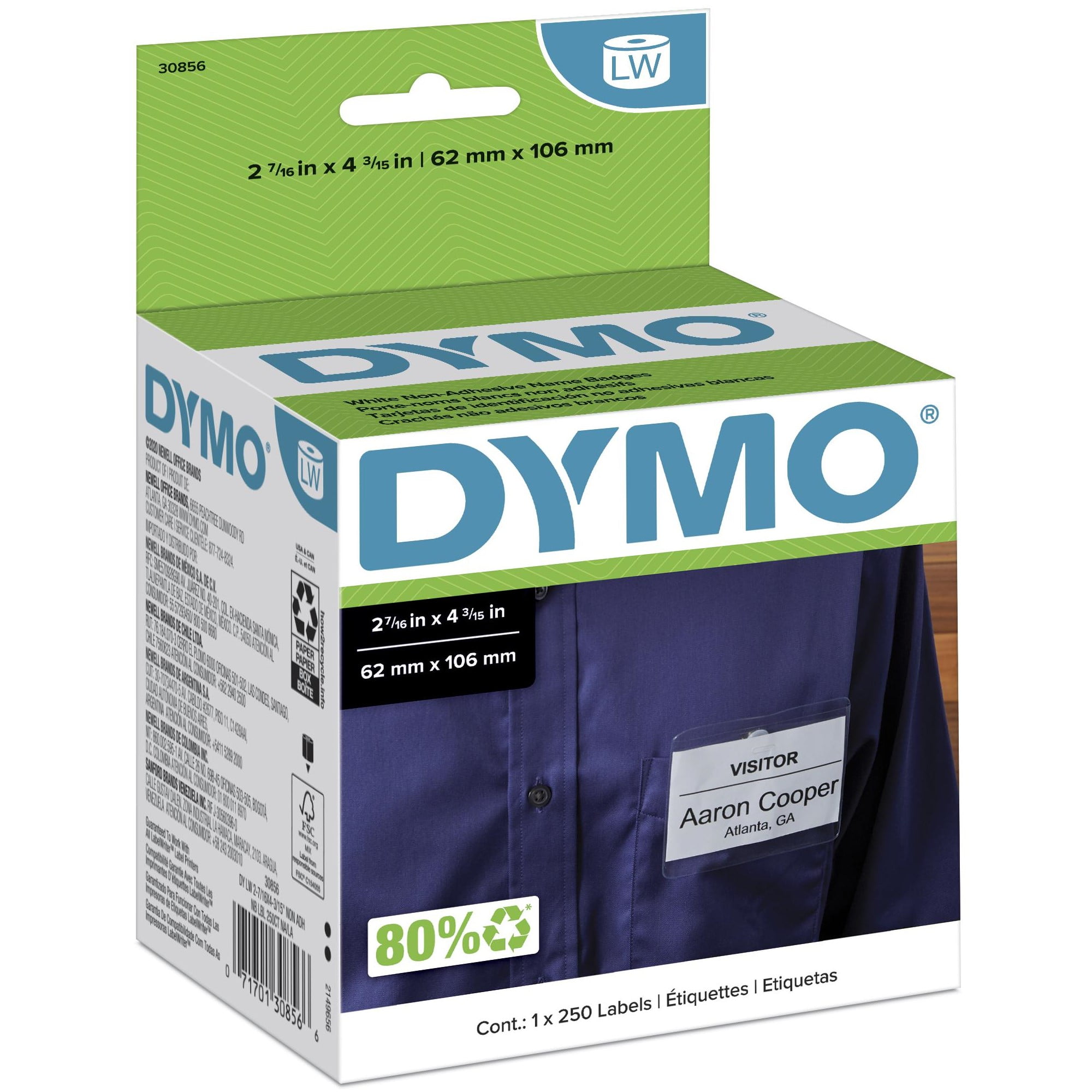 DYMO, DYM2050826, LetraTag Labelmaker 1/2 Paper Labels, 6 per