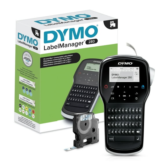 DYMO Label Maker | LabelManager 280 Rechargeable Portable Label Maker, Easy-to-Use, One-Touch Smart Keys, QWERTY Keyboard, PC and Mac Connectivity, For Home & Office Organization