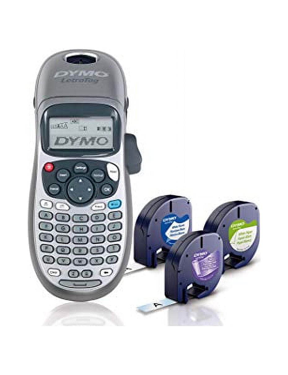 DYMO Label Maker with 3 Bonus Labeling Tapes | LetraTag 100H Handheld Label Maker \u0026 LT Label Tapes, Easy-to-Use, Great for Home \u0026 Office Organization Machine + 3 Tapes White Standard Packaging