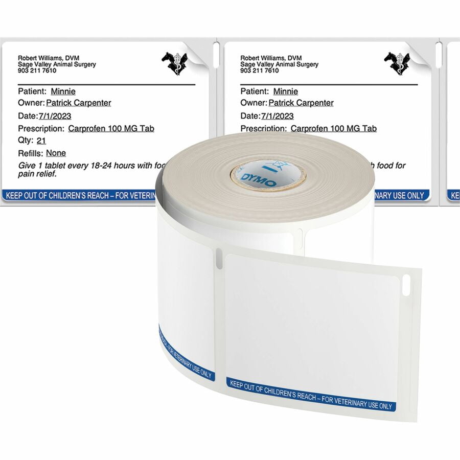 DYMO LabelWriter Veterinary Prescription Labels 2-3/4" x 2-1/8 " 400 Labels/Roll 6 Rolls/Box