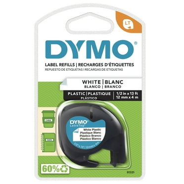 DYMO Labeling Tape for LetraTag Label Makers, Black Print on White, 1/2" x 13-Foot Roll, 1 Count