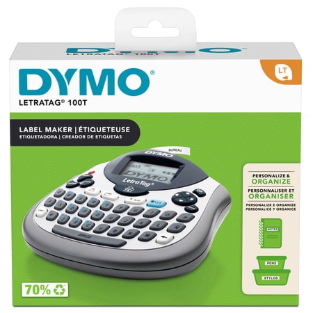 DYMO LetraTag 100T QWERTY Label Maker, Includes Black Print on White Paper Label, 1 Count