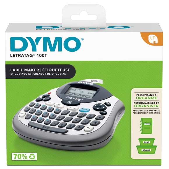 DYMO LetraTag 100T QWERTY Label Maker, Includes Black Print on White Paper Label