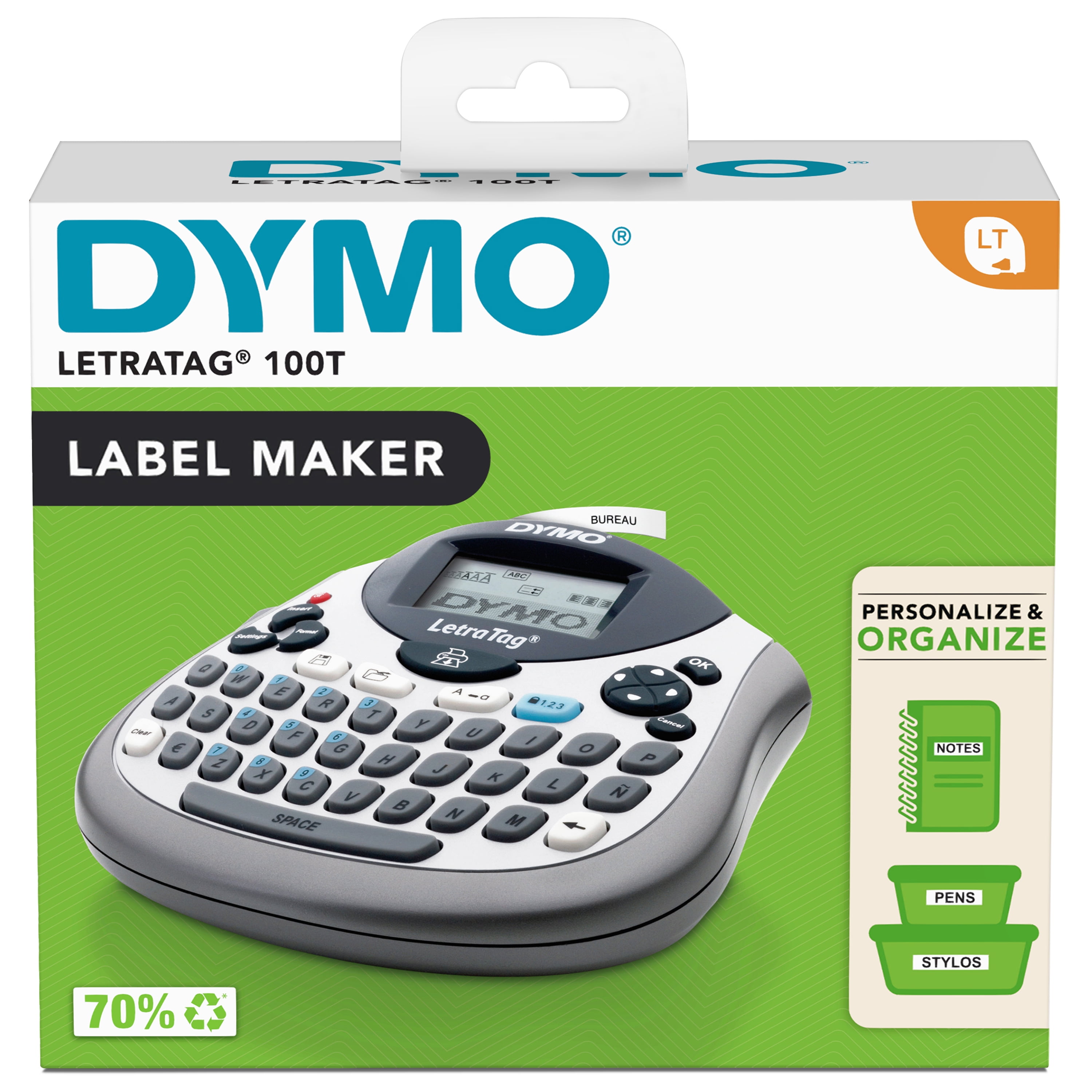Dymo LetraTag 100T Label Maker - 5 Font Size - Battery - 4 Batteries  Supported - AA - Blue - Handheld - Auto Power Off - for Home, Office - Kopy  Kat Office