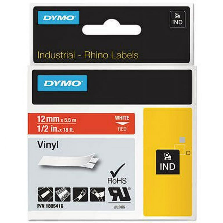 Rhino Permanent Vinyl Industrial Label Tape, 0.5 Rhino Permanent Vinyl Industrial Label Tape, 0.5