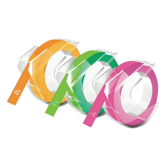 DYMO Self-Adhesive Embossing Labels, 3/8-Inch x 9.8-Foot Roll, Assorted Neon Colors, 3 Pack