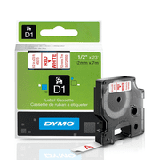 DYMO Standard D1 Labeling Tape for LabelManager Label Makers Red print on White tape 1/2'' W x 23' L 1 cartridge 45015