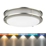 DYMOND 10" LED Ceiling Light Flush Mount Adjustable Color Temperature Dimmable Brushed Nickel Double Ring