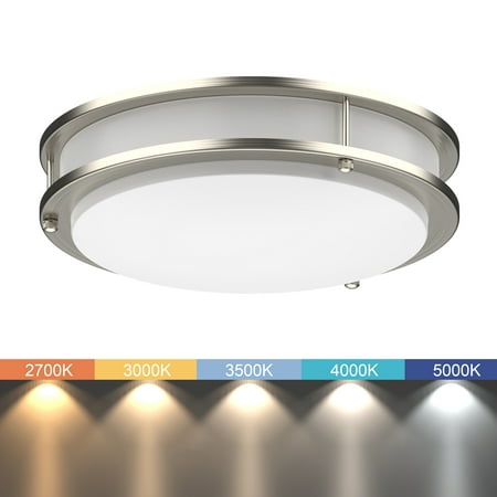 DYMOND 10" LED Ceiling Light Flush Mount Adjustable Color Temperature Dimmable Brushed Nickel Double Ring