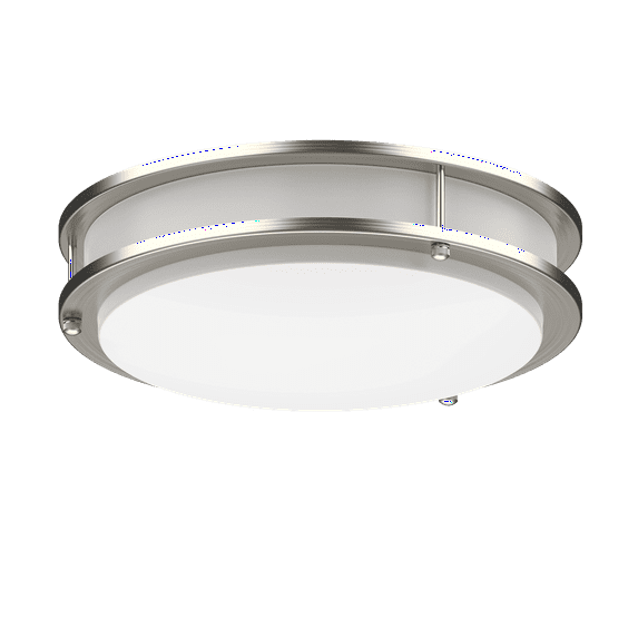 DYMOND 12" LED Ceiling Light Flush Mount Dimmable Brushed Nickel Double Ring Bedroom