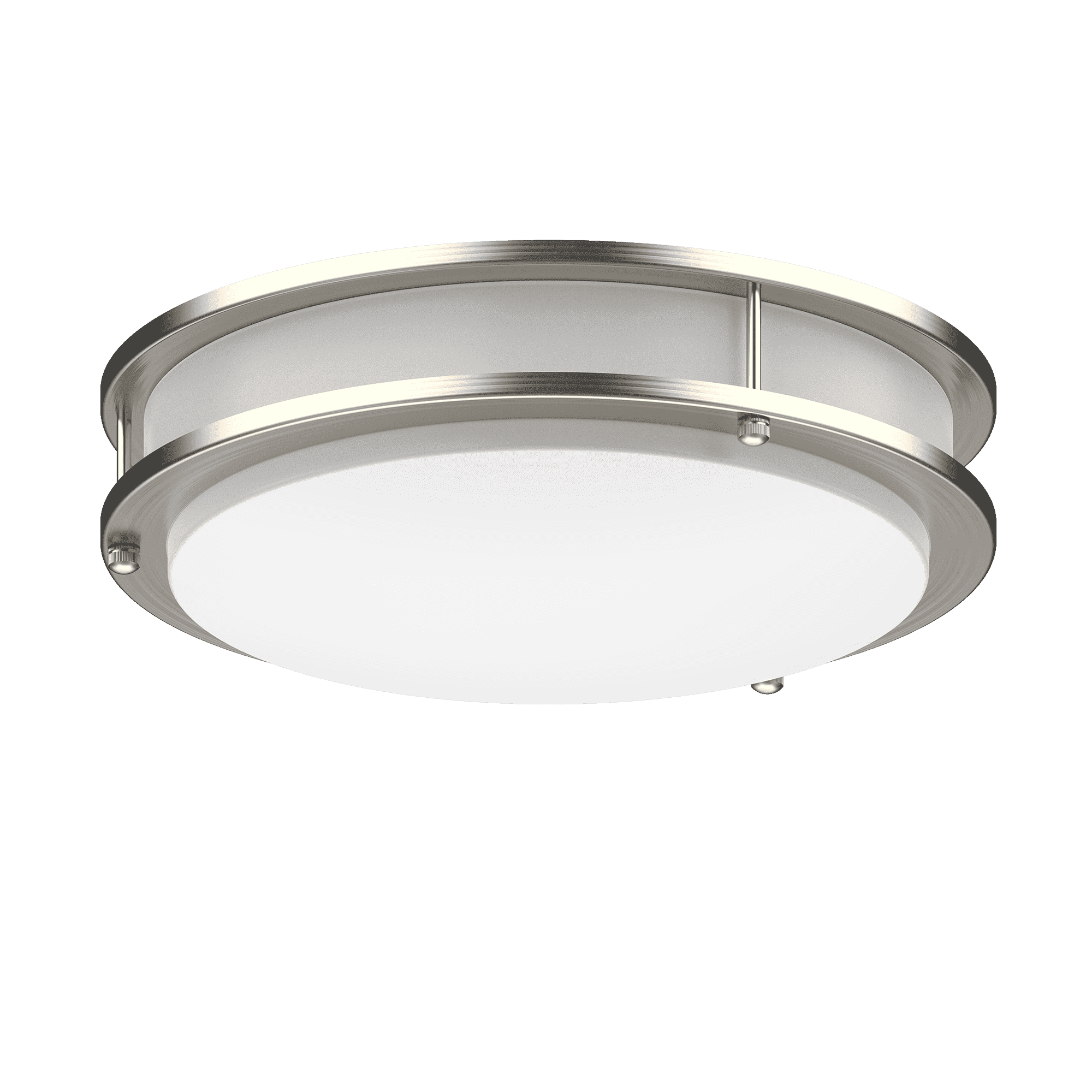 DYMOND 14" LED Ceiling Light Flush Mount Dimmable Brushed Nickel Double Ring Bedroom