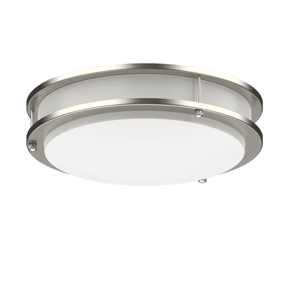 DYMOND 14" LED Ceiling Light Flush Mount Dimmable Brushed Nickel Double Ring Bedroom