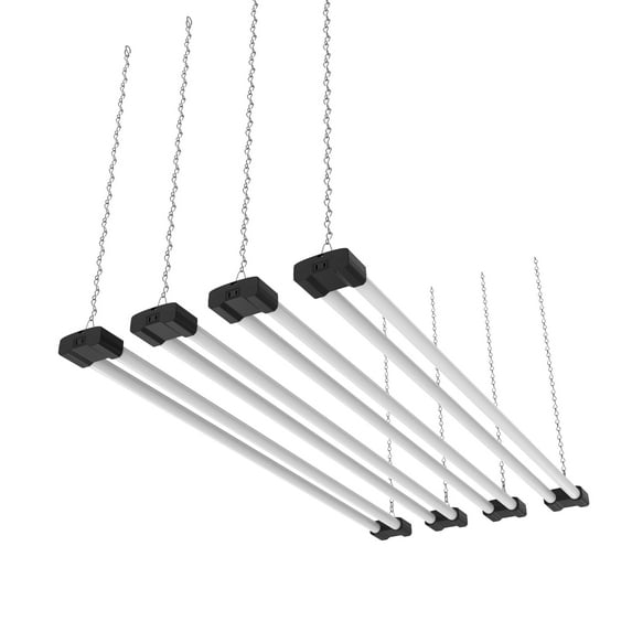DYMOND 4 FT 40W LED Shop Light Fixture with Inline Switch, Hanging or Flush Mount, Bright Daylight 5000K for Garage Workshop Basement 4-PACK