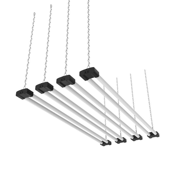 DYMOND 4 FT 40W LED Shop Light Fixture with Inline Switch, Hanging or Flush Mount, Bright Daylight 5000K for Garage Workshop Basement 4-PACK