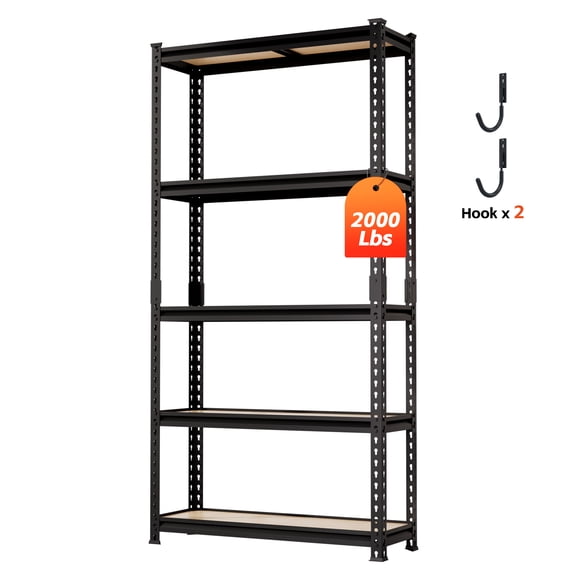 DYNALOAD 2000 lb Heavy Duty Garage Shelving Unit, 5-Tier Adjustable Metal Storage Shelves, 36" W x 12" D x 72" H