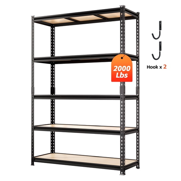 DYNALOAD 2000 lb Heavy Duty Garage Shelving Unit, 5-Tier Adjustable Metal Storage Shelves, 48" W x 18" D x 72" H