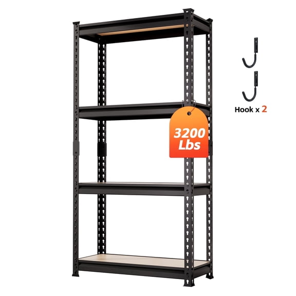 DYNALOAD 3200 lb Heavy Duty Garage Shelving Unit, 4-Tier Adjustable Metal Storage Shelves, 30" W x 12" D x 60" H