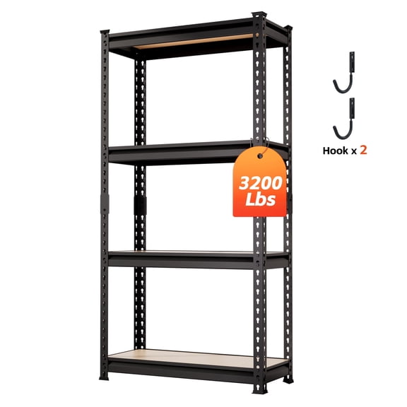 DYNALOAD 3200 lb Heavy Duty Garage Shelving Unit, 4-Tier Adjustable Metal Storage Shelves, 30" W x 12" D x 60" H