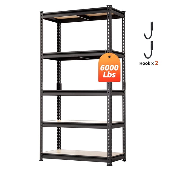 DYNALOAD 6000 lb Heavy Duty Garage Shelving Unit, 5-Tier Adjustable Metal Storage Shelves, 36" W x 18" D x 72" H