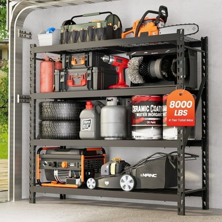 DYNALOAD 8000lbs Storage Shelves 4-Tier Heavy Duty Adjustable Industrial Garage Shelving Unit 77"W x 24"D x 72"H
