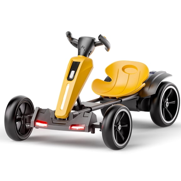 DYNALUNE 12V Electric Ride on Car, Foldable Kids Go Kart with Adjustable Seat, EVA Wheels