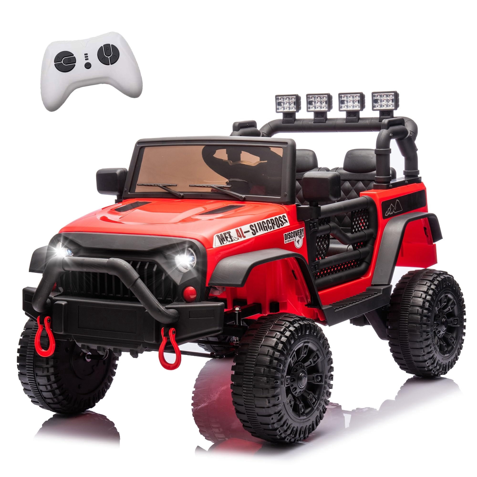 DYNALUNE  24V Kids Ride on Jeep, 400W Battery Powered Car with 4-Wheel Suspension & Music