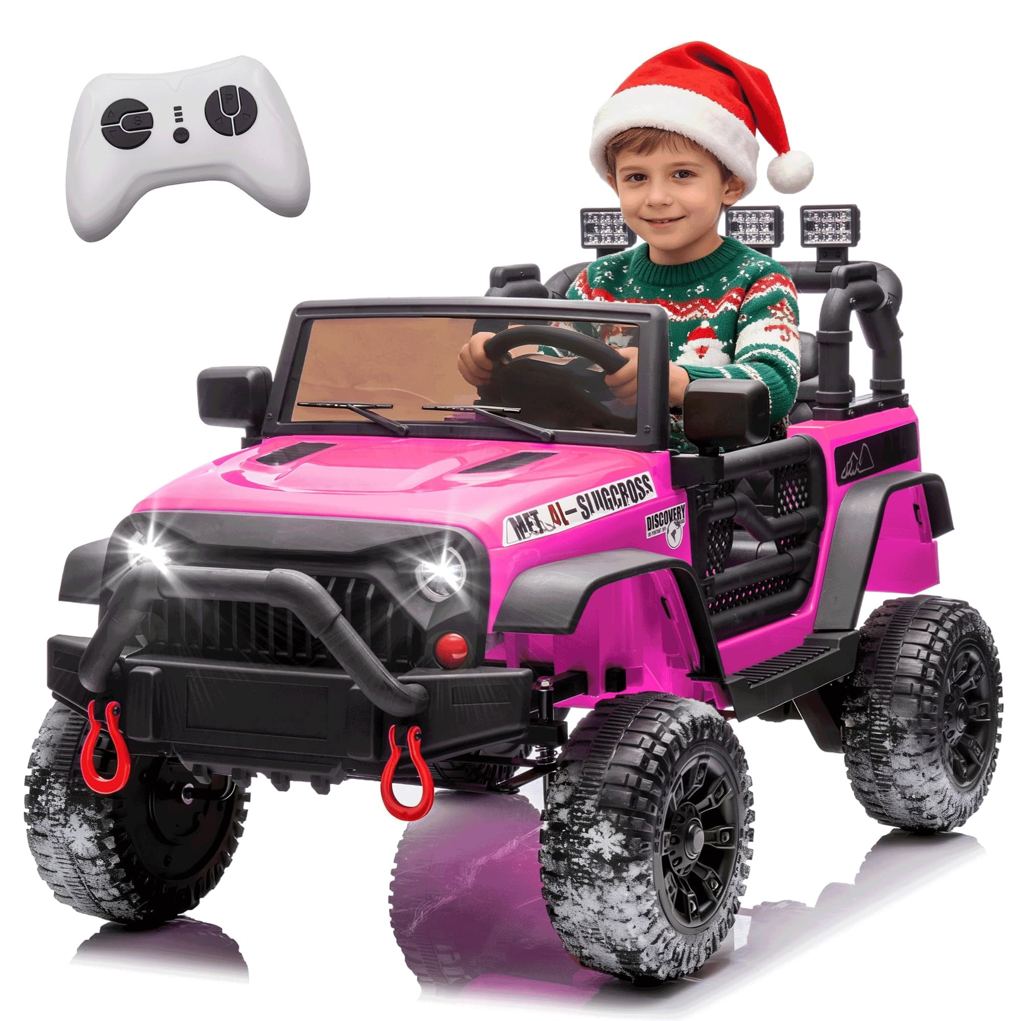 DYNALUNE  24V Kids Ride on Jeep, 400W Battery Powered Car with 4-Wheel Suspension & Music
