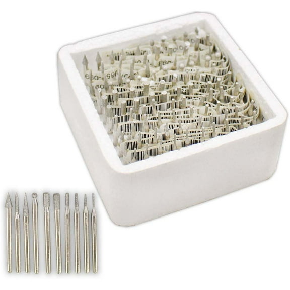 DYNAMIC 100 Piece Mini Diamond Burr Set | Ideal for Rotary Tools | Variety of Shapes Included | Diamond Coated Tips for Enhanced Durability | Perfect for Carving, Engraving, Shaping Tasks