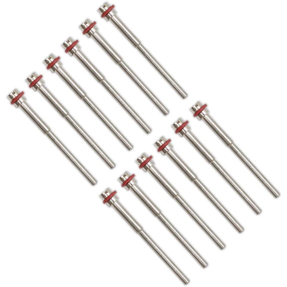 DYNAMIC 12 Piece Screw and Shank Mandrel Set | 1/16" Screws, 3/32" Mandrels, Red Rubber Rings Included | Secure Mounting Solution for Rotary Tools | Ideal for Attachments like Cutters, Discs
