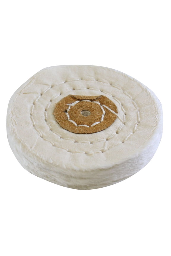 DYNAMIC (2 Pack) 3" (7.6 cm) White Cotton Buff | Coarse Unbleached Cotton | 35 Folds | 3-Row Stitching | Hardened Shellac Core | Fine Grade Muslin | Premier Cutting & Polishing Tool