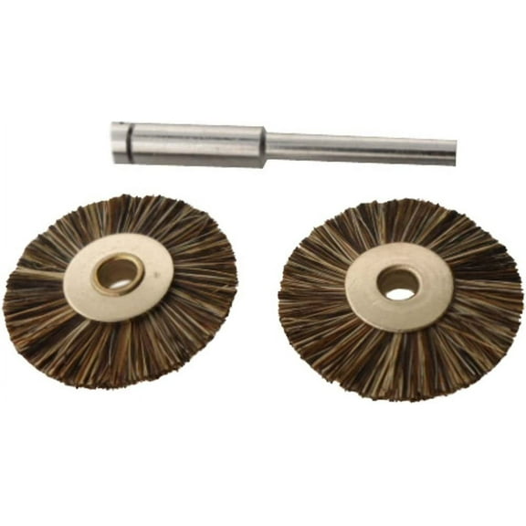DYNAMIC (2 Pack) 3 Pc. Horse Hair Polishing Wheel Set | 1/8" (0.3 cm) Shank | 7/8" (2.2 cm) Diameter | Total Length 1.5" (3.8 cm) | Blister Packed | Ideal for Rotary Tools