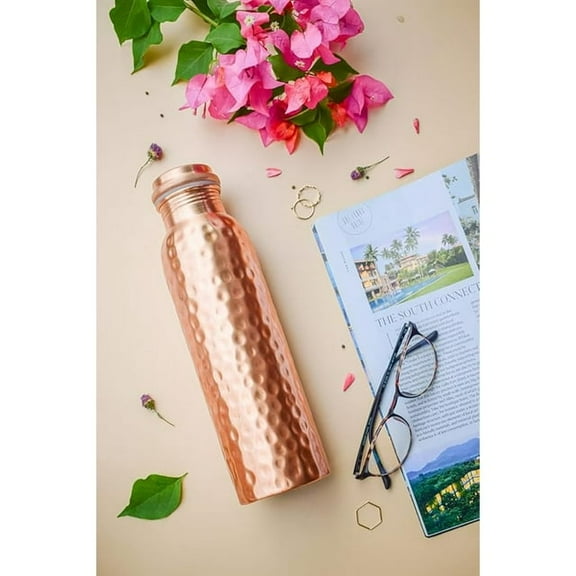 DYNAMIC INDIAN ART Pure Copper Hammered Drinking Water Bottle 1 Litter