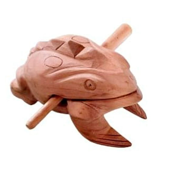 DYNAMIC INDIAN ART Wooden Frog Rasp Musical Instrument, 5 x 3 cm, medium size, percussion instruments,good luck frog